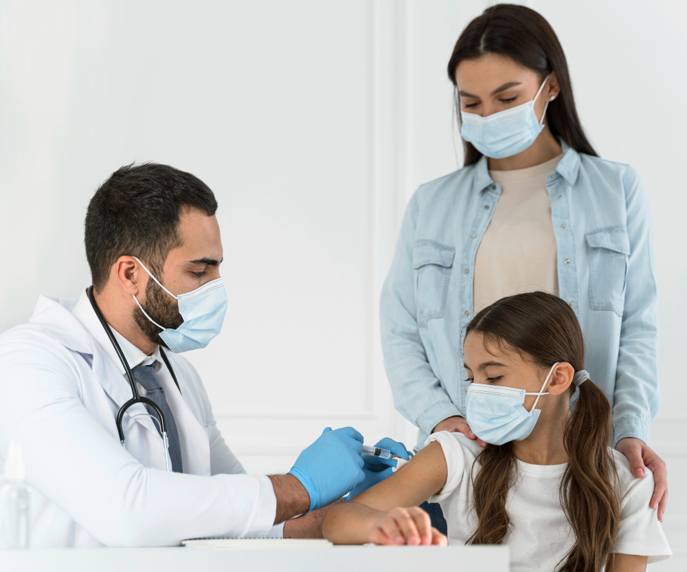 Indian family speaking with a doctor online